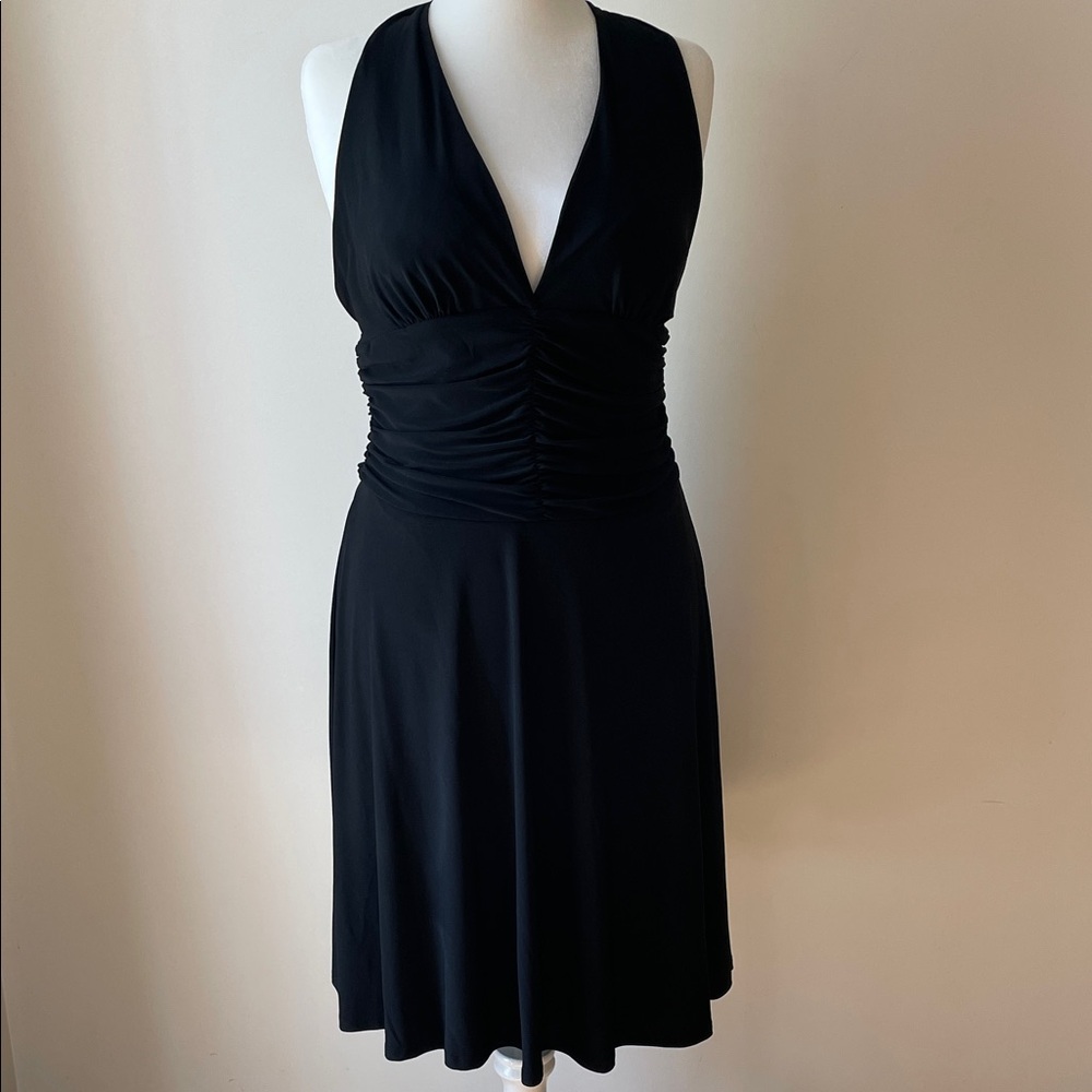 White House Black Market Elegant Black Halter Dress Size Large
